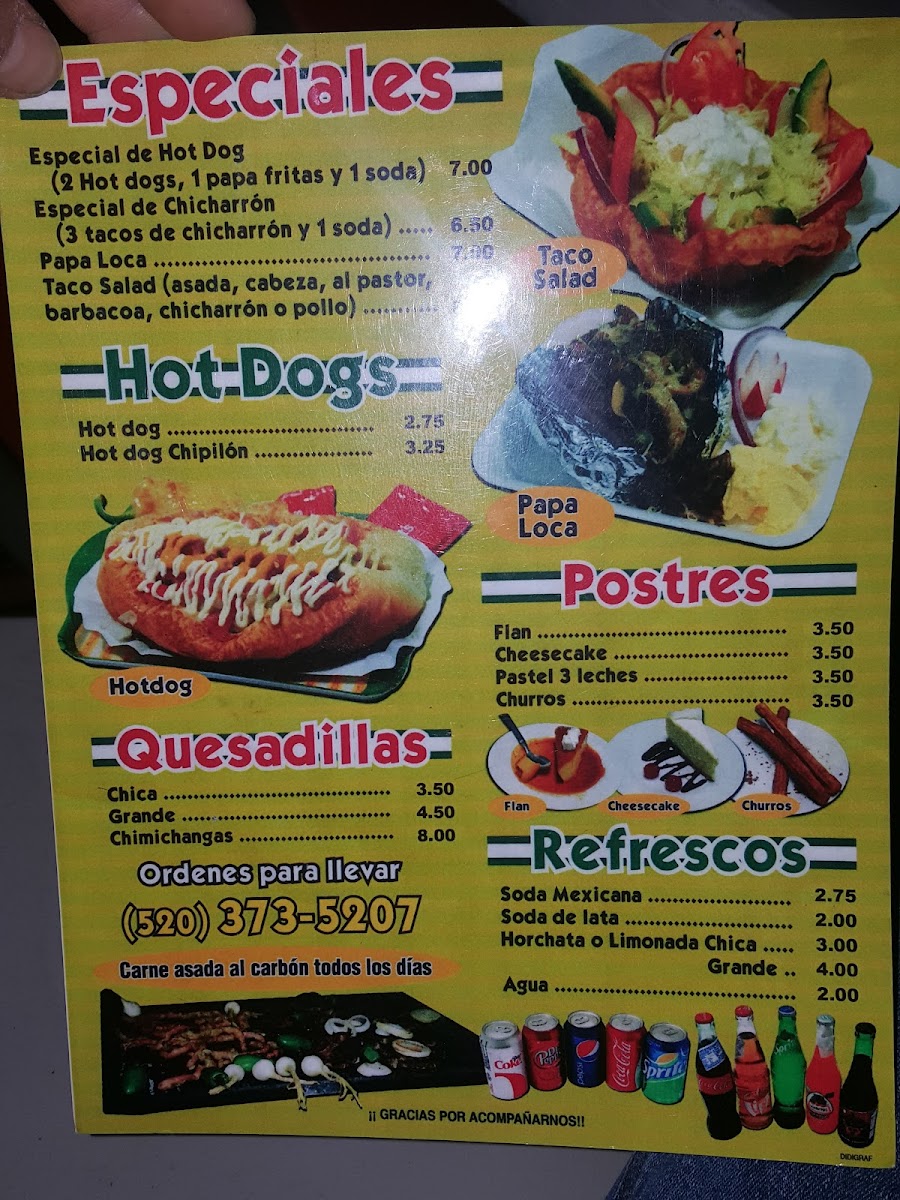 Asadero y Taqueria Sonora Menu - Image 1